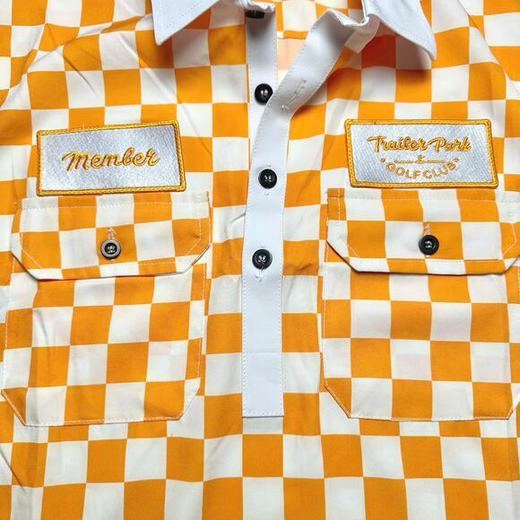 Trailer Park Golf Club | Men | Vol Gold Checker Member Golf Polo Shirt | Medium - Picture 8 of 15